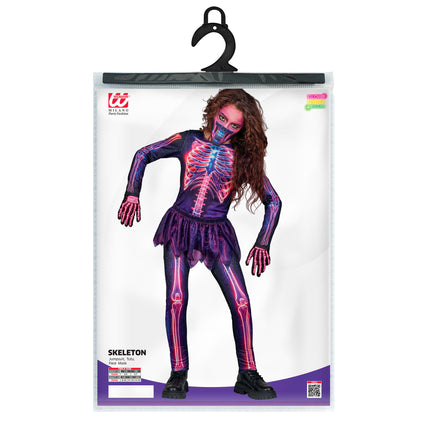 Halloween-kostume: Lilla neon-skelet til børn