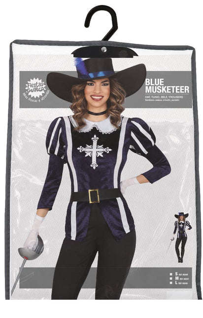 Musketer-kostume blå til damer