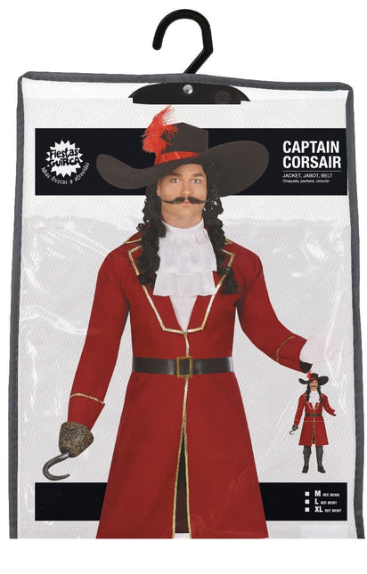 Piratkostume Bordeaux rød mænd lang