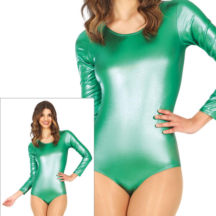 Leotard Green Ladies Metallic