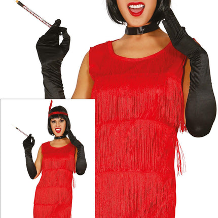 Charleston-kjole rød til damer