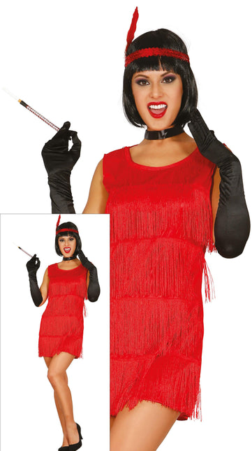 Charleston-kjole rød til damer