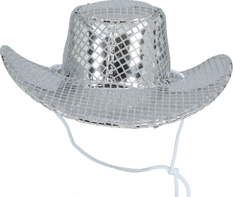 80s silver disco cowboy hat, adult van Fiestas Guirca koop je bij Partywinkel