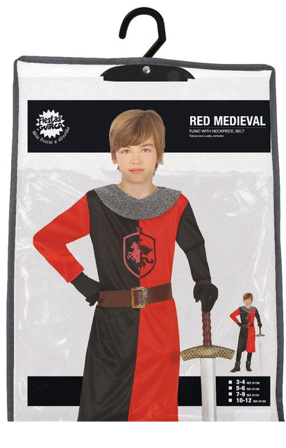 Ridderkostume rød sort dreng