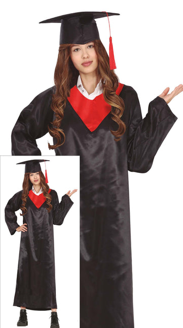 Afslutningskjole Sort Rød Damer