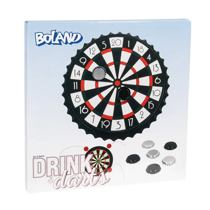Drik- og dartspil-sæt (dartskive 25 cm, 6 ølkapsler)