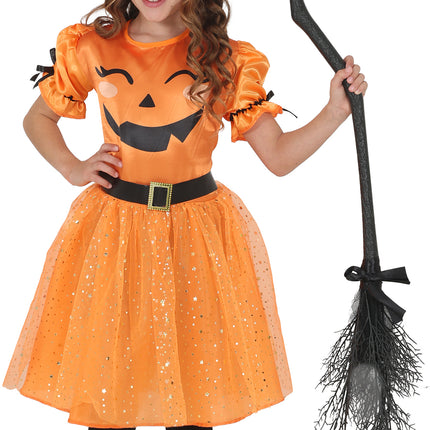 Halloween-kjole, orange, til børn, heks