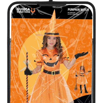 Halloween-kjole, orange, til børn, heks