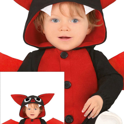 Flagermus kostume baby rød