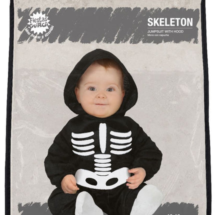 Skelet halloweenkostume baby sort og hvid