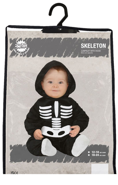 Skelet halloweenkostume baby sort og hvid