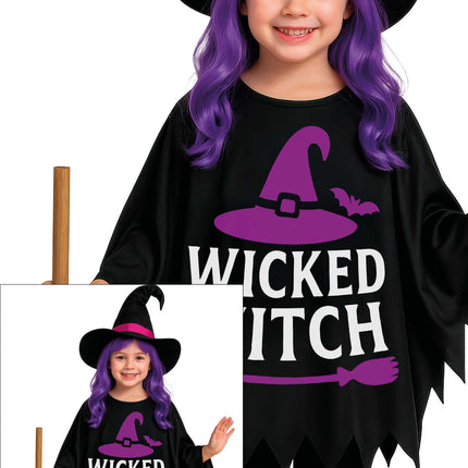 Halloween-poncho til børn – heks