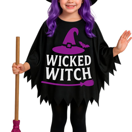 Halloween-poncho til børn – heks