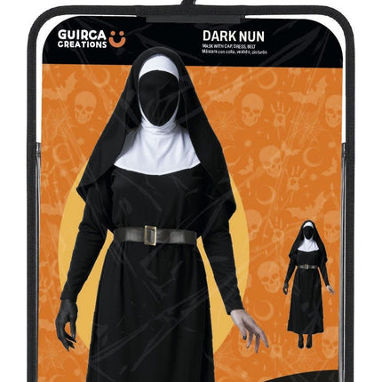 Halloween-kjole, sort, til kvinder, mørk nonne