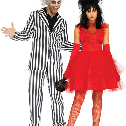 Beetlejuice-kjole Rød Ladies Leg Avenue