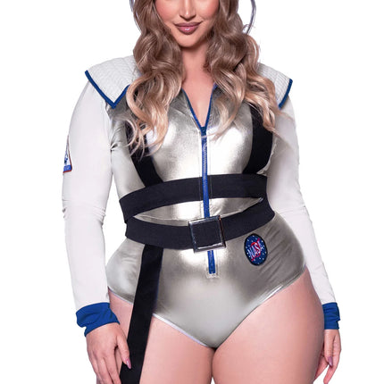 Astronautdragt Hvid Sølv Kvinders Bodysuit Leg Avenue