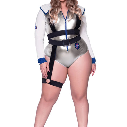 Astronautdragt Hvid Sølv Kvinders Bodysuit Leg Avenue