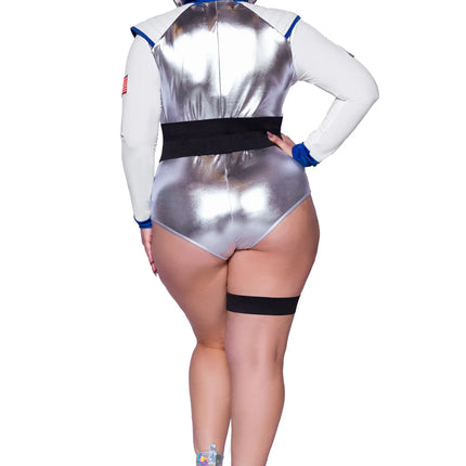 Astronautdragt Hvid Sølv Kvinders Bodysuit Leg Avenue