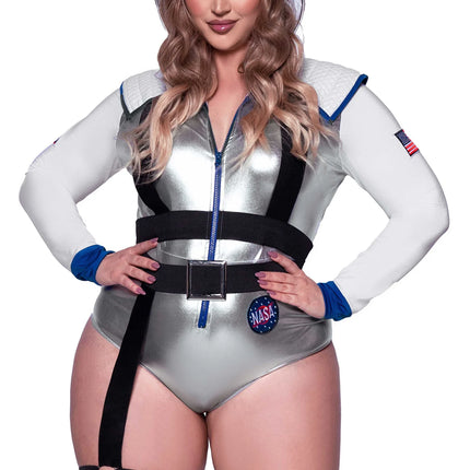 Astronautdragt Hvid Sølv Kvinders Bodysuit Leg Avenue