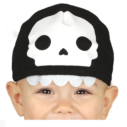 Skelet halloweenkostume baby sort hvid