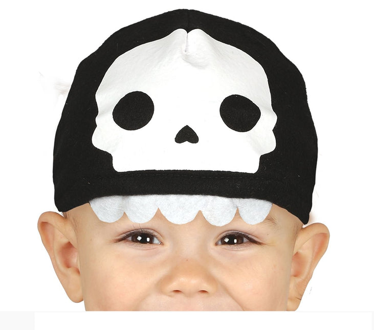 Skelet halloweenkostume baby sort hvid