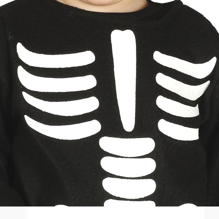 Skelet halloweenkostume baby sort hvid
