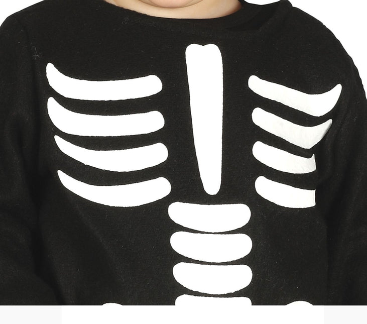 Skelet halloweenkostume baby sort hvid