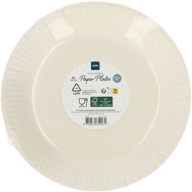 Papirtallerkener - Unicorns & Rainbows - 23 cm - 8 stk