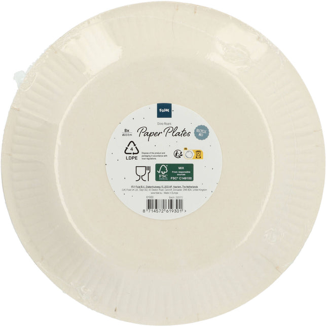 Papirtallerkener - Dino Roars - 23 cm - 8 stk