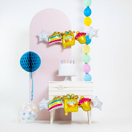 Folieballon-guirlande 'Happy Birthday' - 2 stk