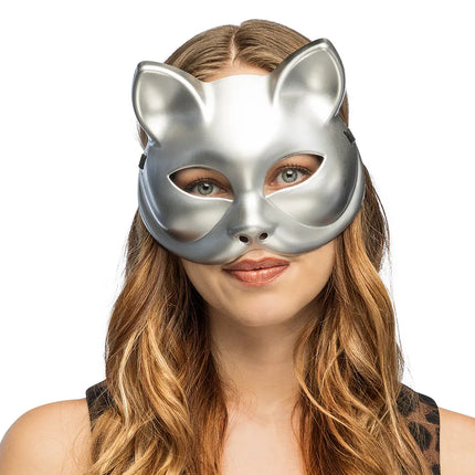 Halvmaske Kitty sølv