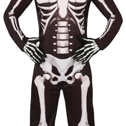 Halloween-kostume: sort-hvidt skelet, 2-delt