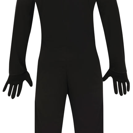 Halloween-kostume: sort-hvidt skelet, 2-delt