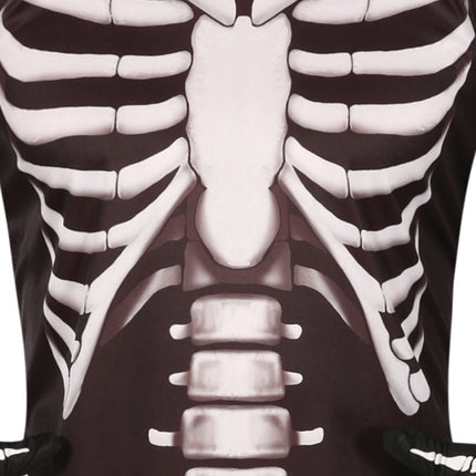 Halloween-kostume: sort-hvidt skelet, 2-delt
