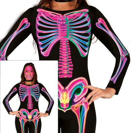 Halloween-kostume til kvinder: Neon-skelet