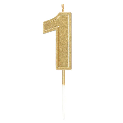 Lys „Elegant '1'“ i guld på lysestage (3 x 4,2 x 0,7 cm)