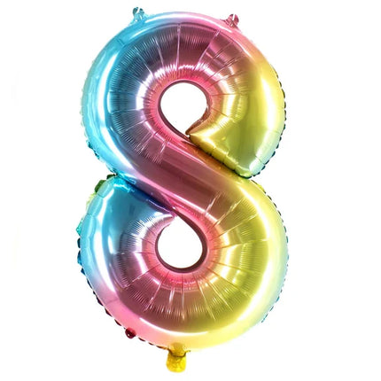 8 år, talballon, regnbue, tom, 1 m