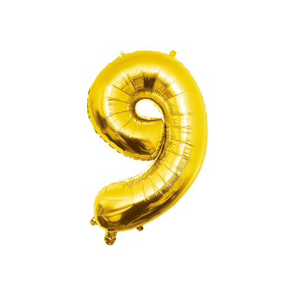 9 Jaar Cijfer Ballon Goud Leeg 86cm van Paper Dreams koop je bij Partywinkel