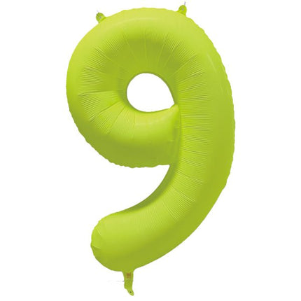 9 Jaar Cijfer Ballon Neon Geel Leeg 86cm van Riethmueller koop je bij Partywinkel