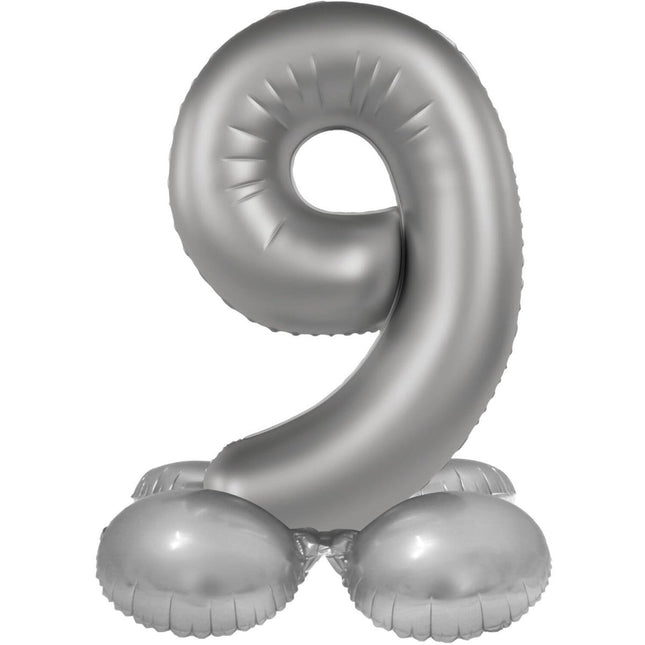 9 Jaar Cijfer Ballon Zilver 41cm van Folat koop je bij Partywinkel