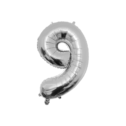 9 Jaar Cijfer Ballon Zilver Leeg 86cm van Paper Dreams koop je bij Partywinkel