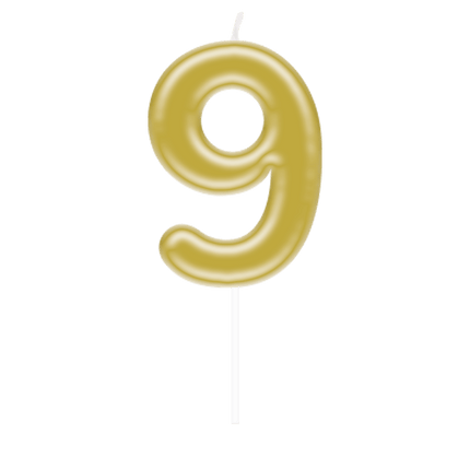 9 Jaar Kaars Goud 10,5cm van Paper Dreams koop je bij Partywinkel