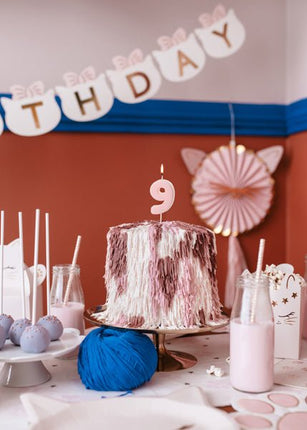 9 Jaar Kaars Lichtroze 5,5cm van Partydeco koop je bij Partywinkel