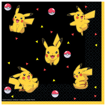 Pokemon Servietter Sort Gul 33cm 16stk