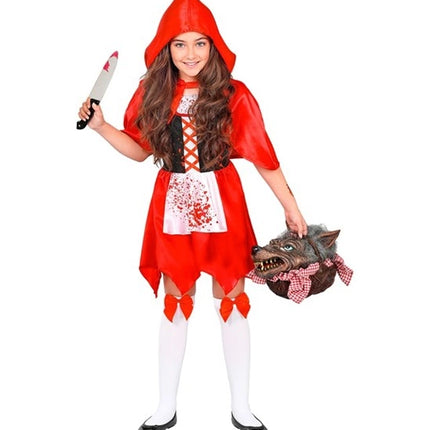 Halloween-kjole, rød, børne-zombie, Rødhætte