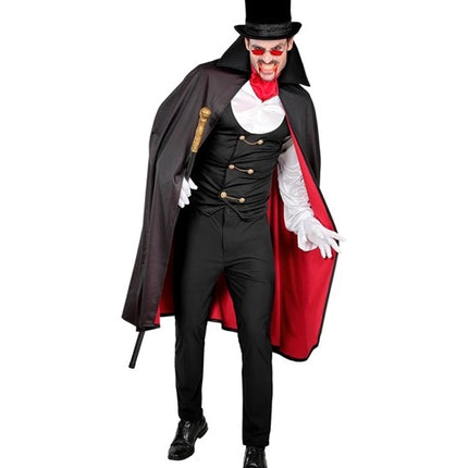 Halloween-kostume, rød og sort vampyr, 4-delt