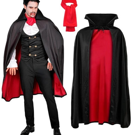 Halloween-kostume, rød og sort vampyr, 4-delt