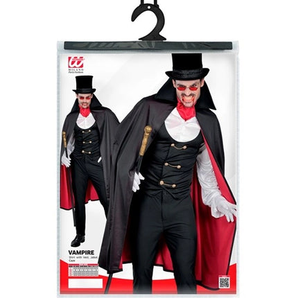 Halloween-kostume, rød og sort vampyr, 4-delt