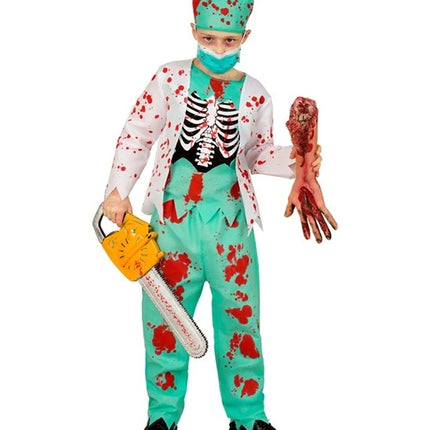 Halloween-kostume til børn: Zombie-læge med blod