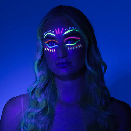 UV-neon-sminkesæt (vandbaseret sminke, applikator)